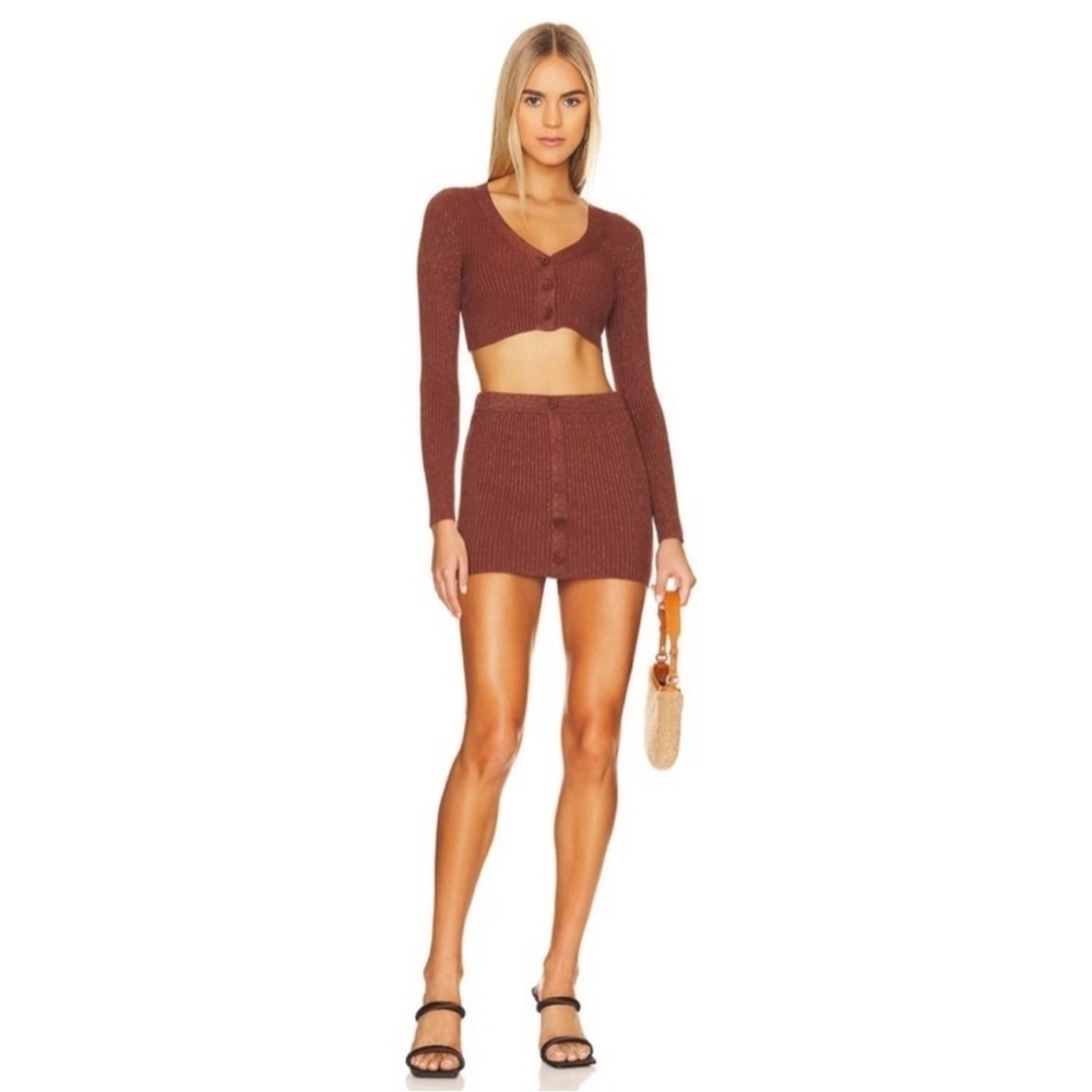 NWT Camila Coelho X REVOLVE Alena Metallic Mini Skirt in‎ Brown large